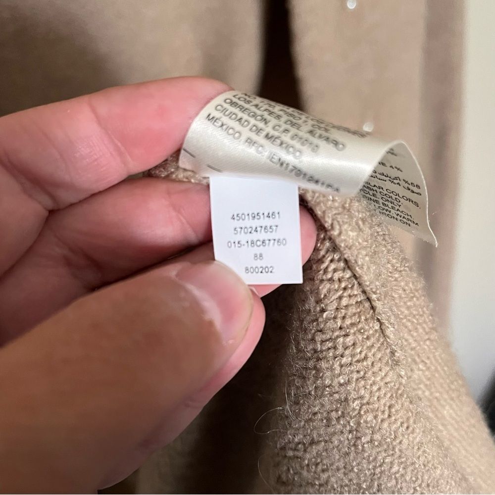 Chico's Wool-Blend Pearl/Rhinestone Embellished Tan Cardigan Duster Size 1 MED - Picture 9 of 9
